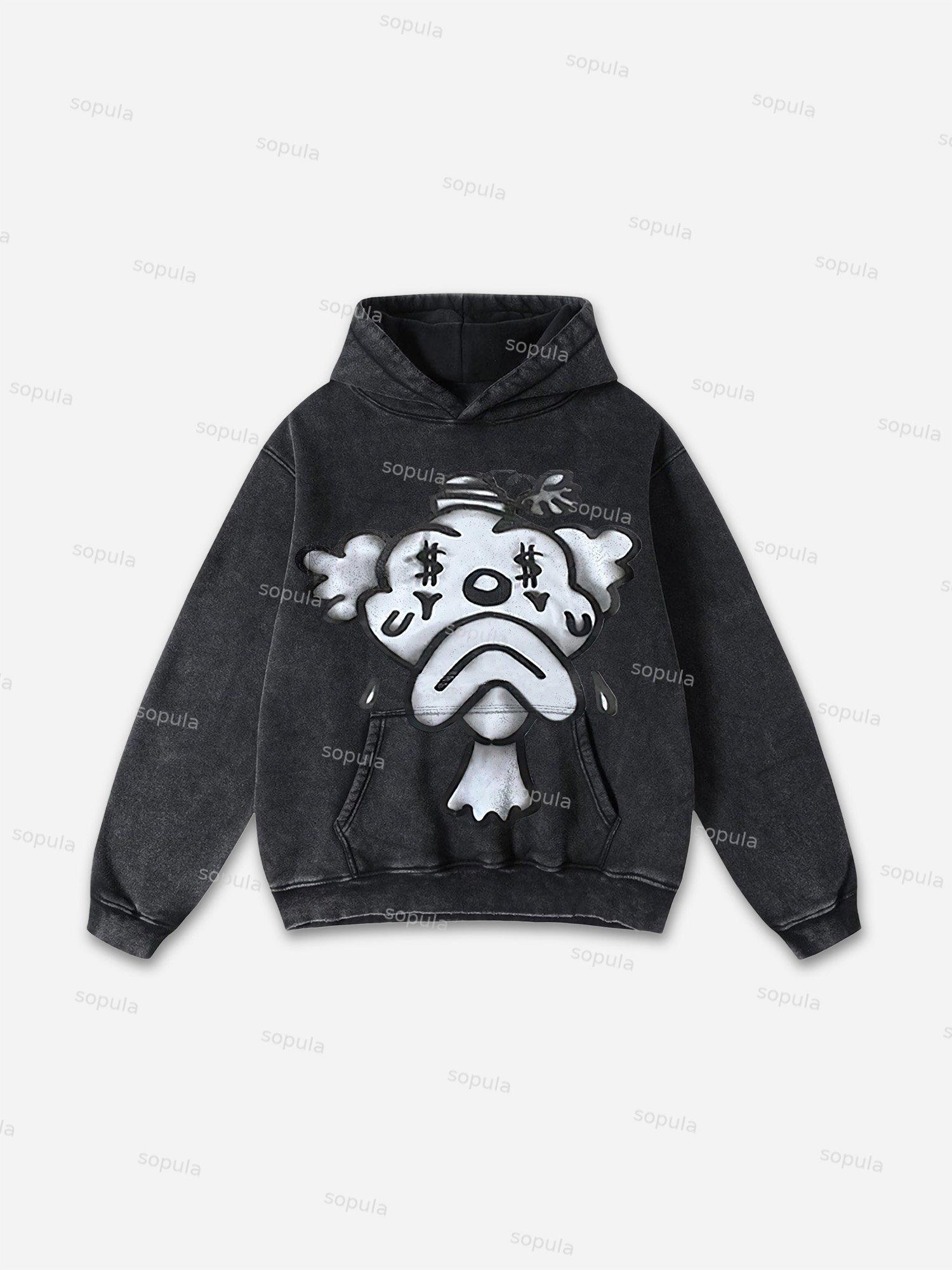 Sopula Vingate Portrait Phantom Graphic Acid Washed Oversized Hoodie Product Image