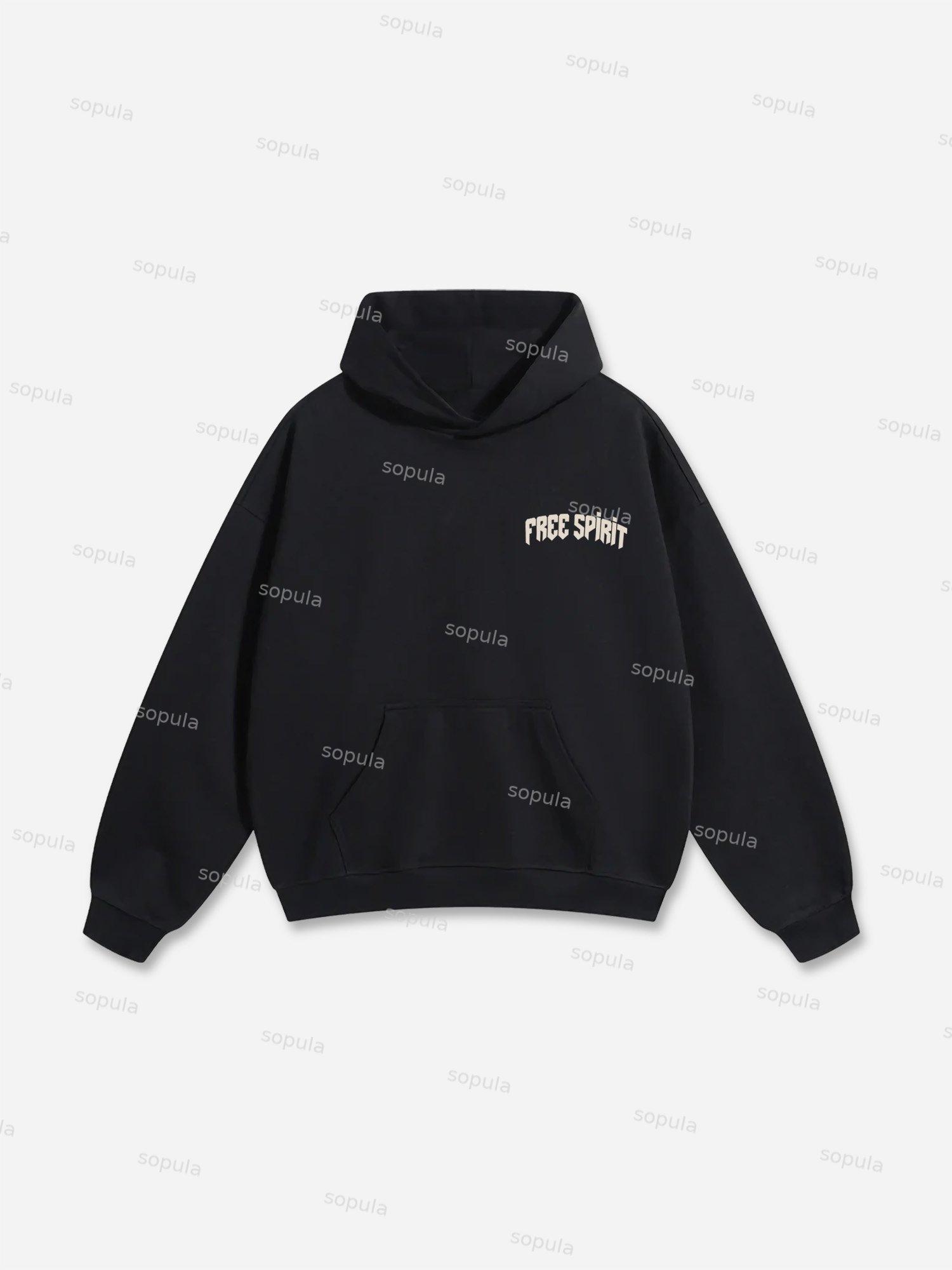 Free Spirit Mask Lips Graphic Cotton Hoodie Product Image