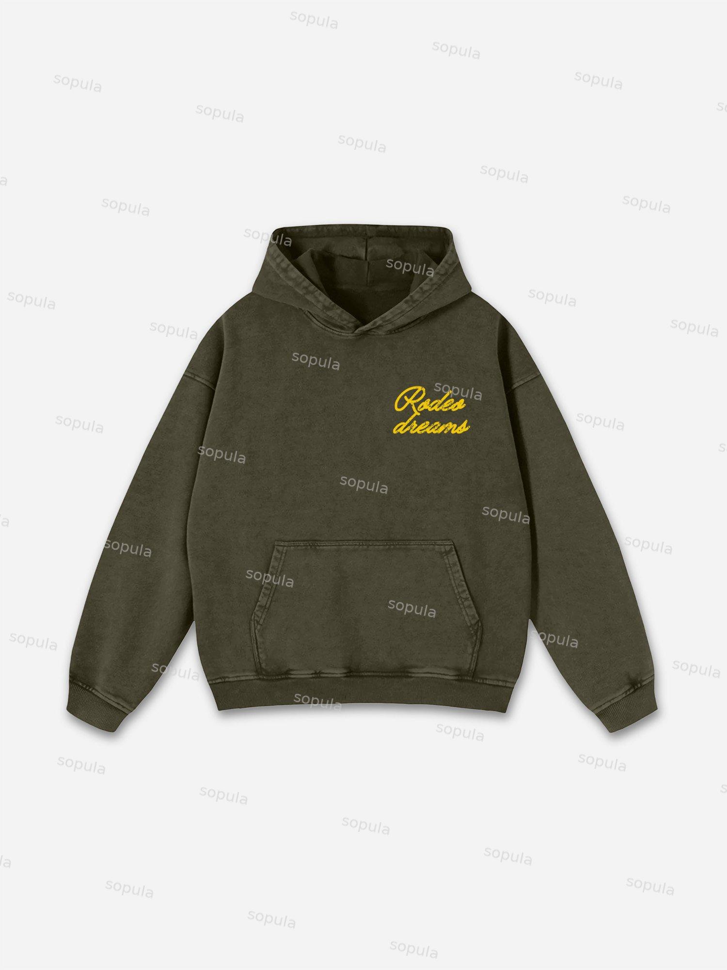 Vintage Dream of Cowboy Graphic Washed Hoodie Product Image