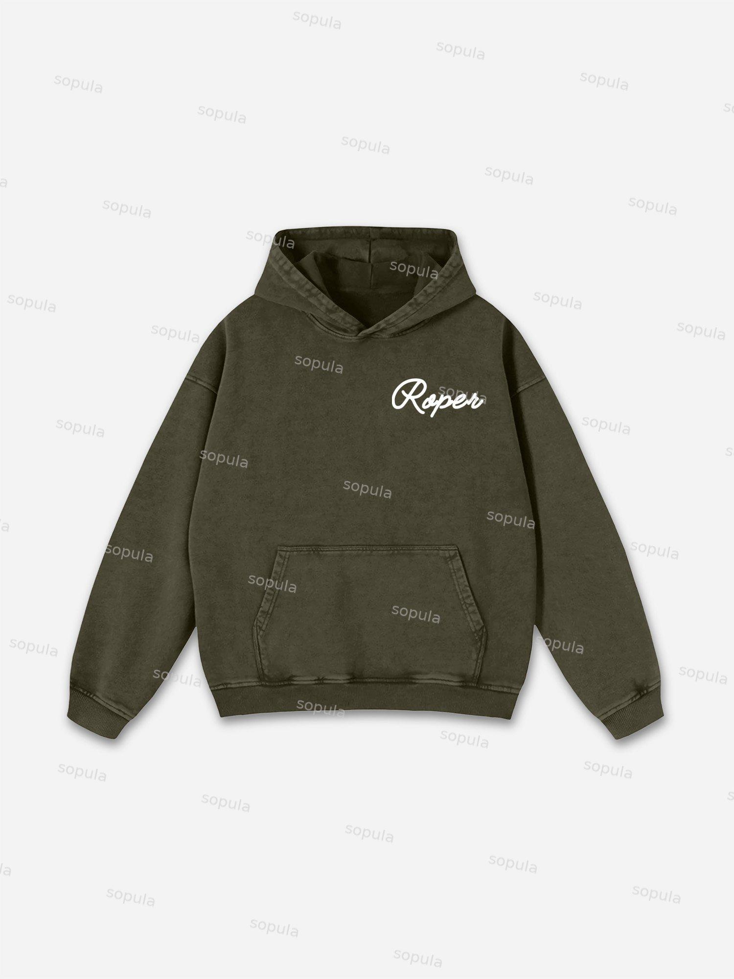 Vintage Cowboy Postage Stamp Graphic Washed Hoodie Product Image