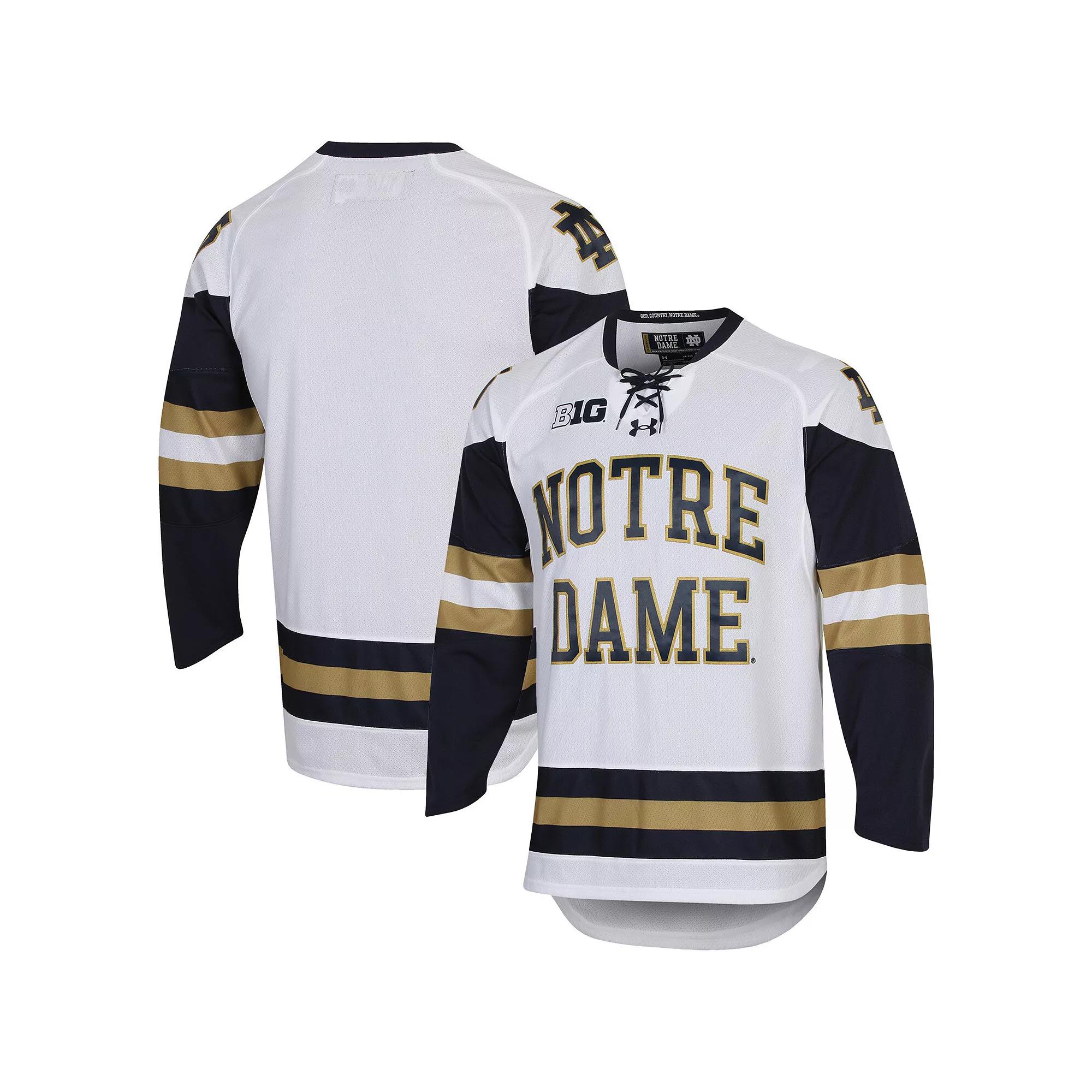 Men's Under Armour White Notre Dame Fighting Irish UA Replica Hockey Jersey,  Product Image