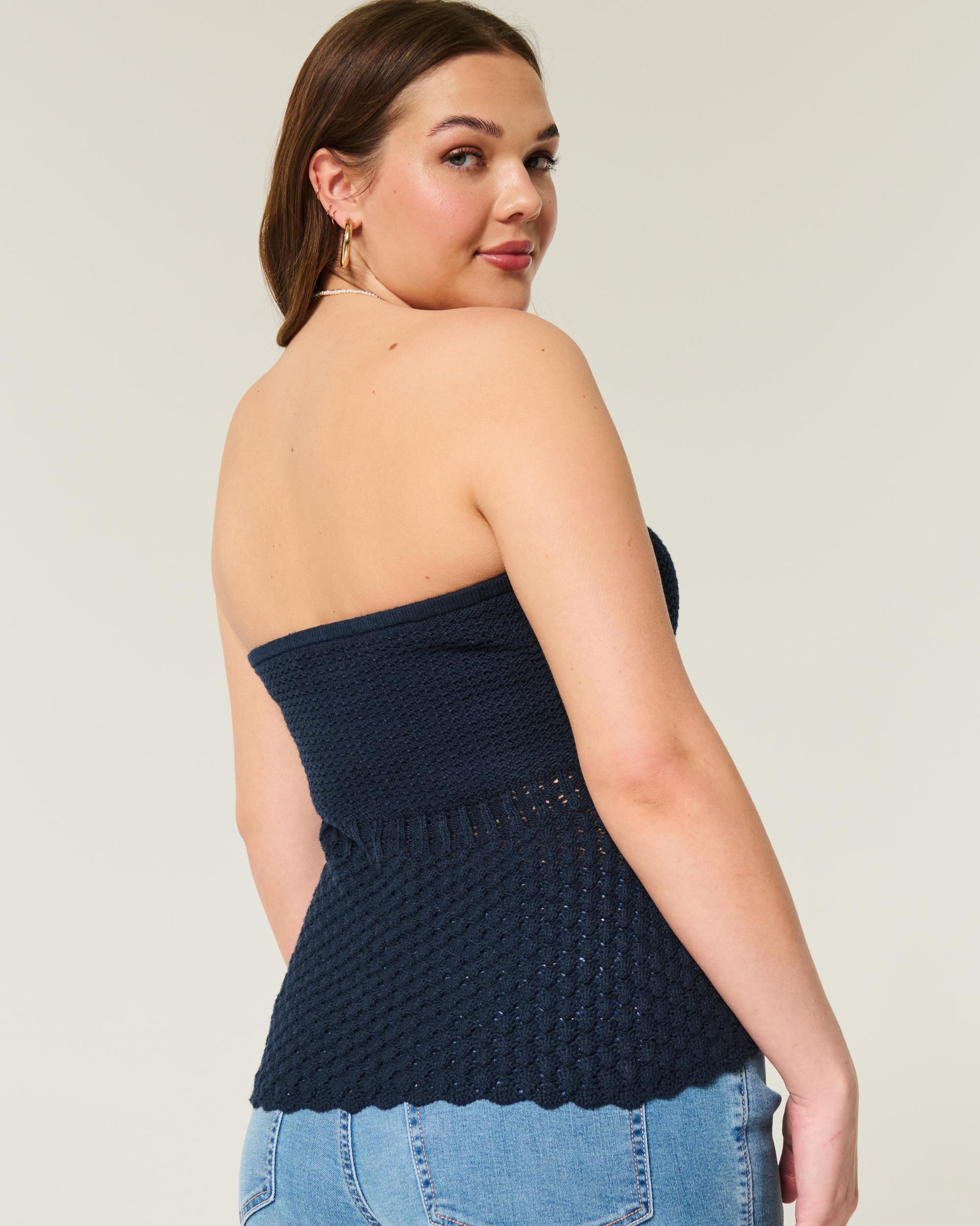 Crochet-Style Sweater Tube Top Product Image