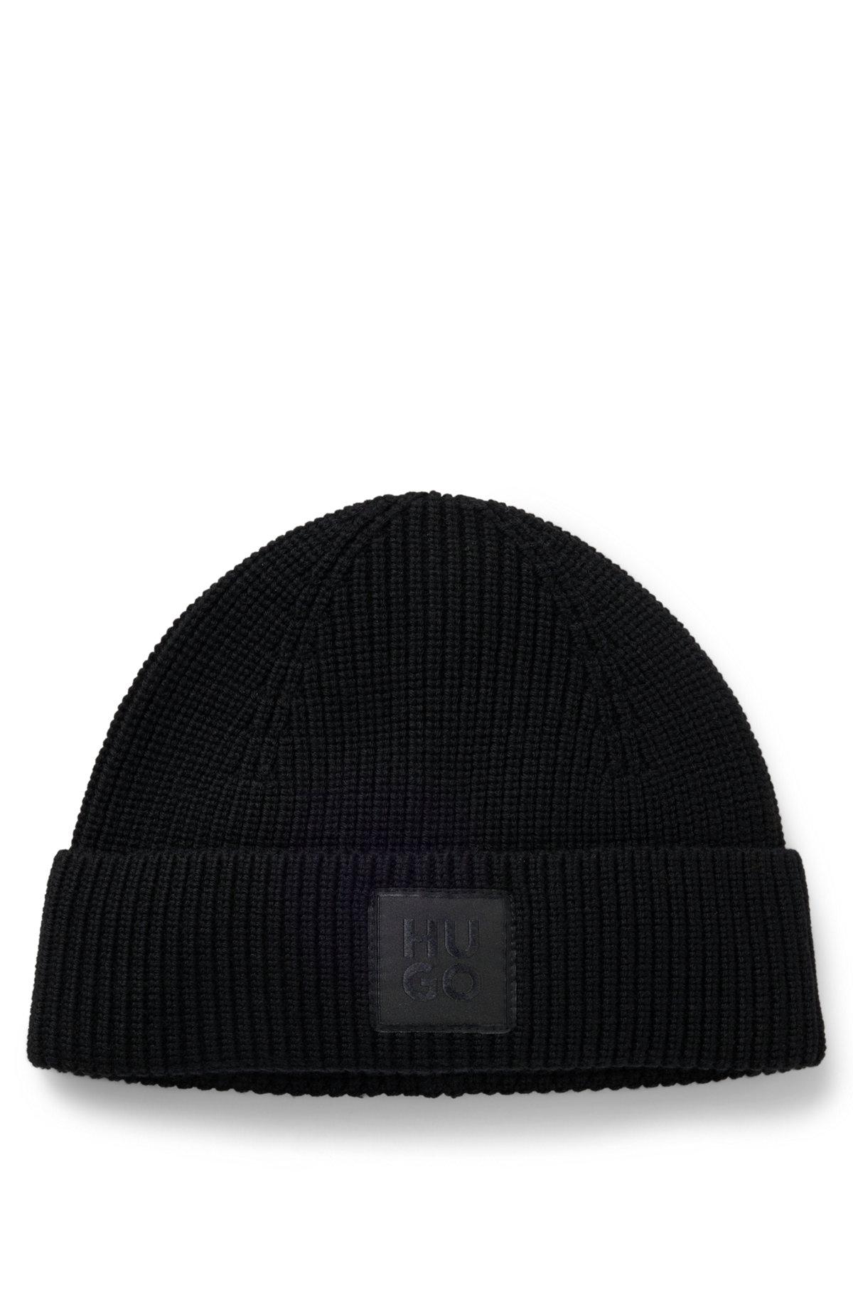 Wool-blend beanie hat with logo label Product Image