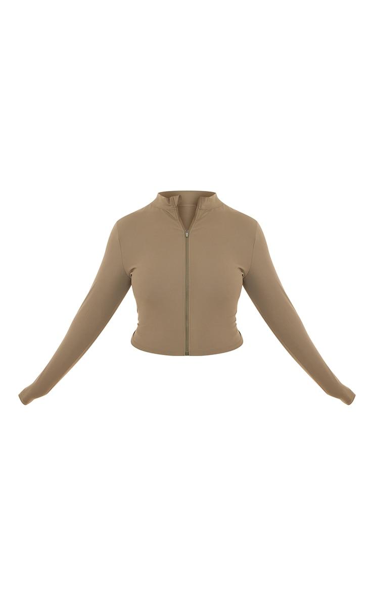 Plus Grey Sculpt Contrast Seam Crop Gym Jacket Product Image