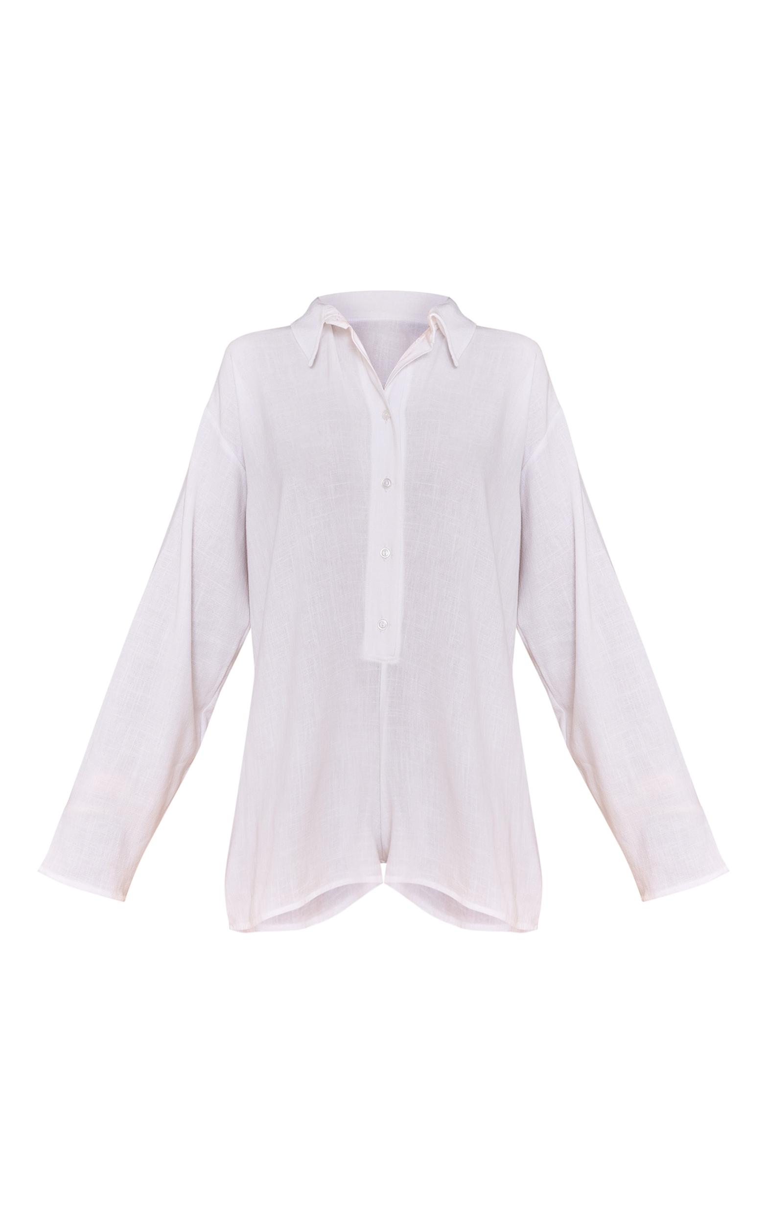 White Linen Look Floaty Shirt Detail Romper Product Image