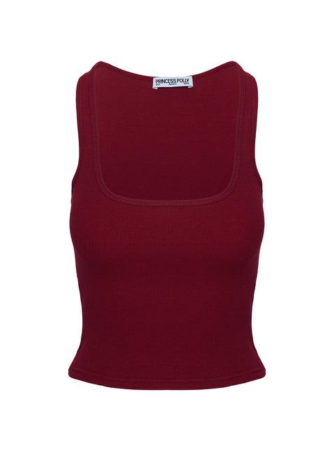 Baseline Square Neck Rib Tank Top Red Product Image