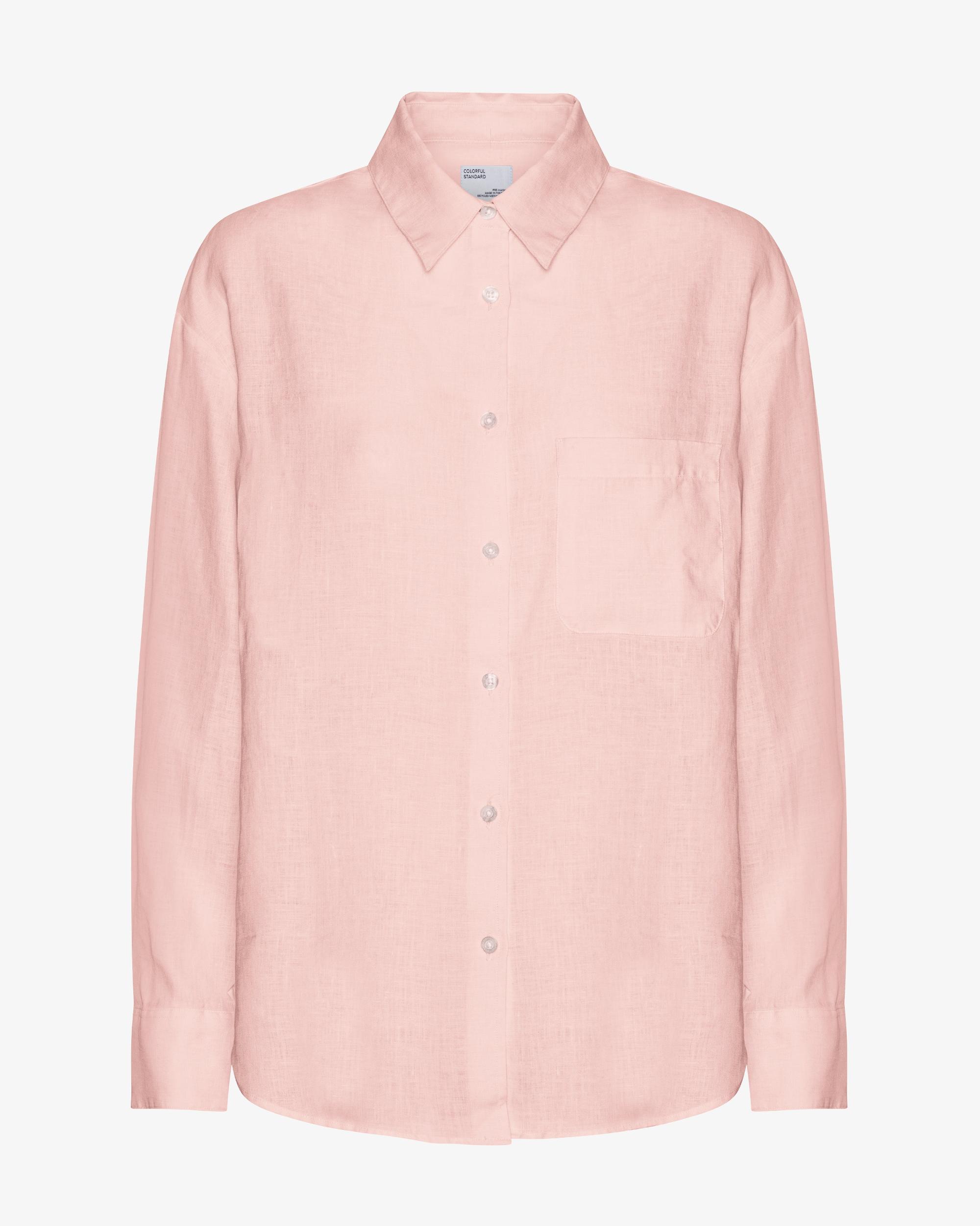 Linen Oversized Shirt - Faded Pink Product Image
