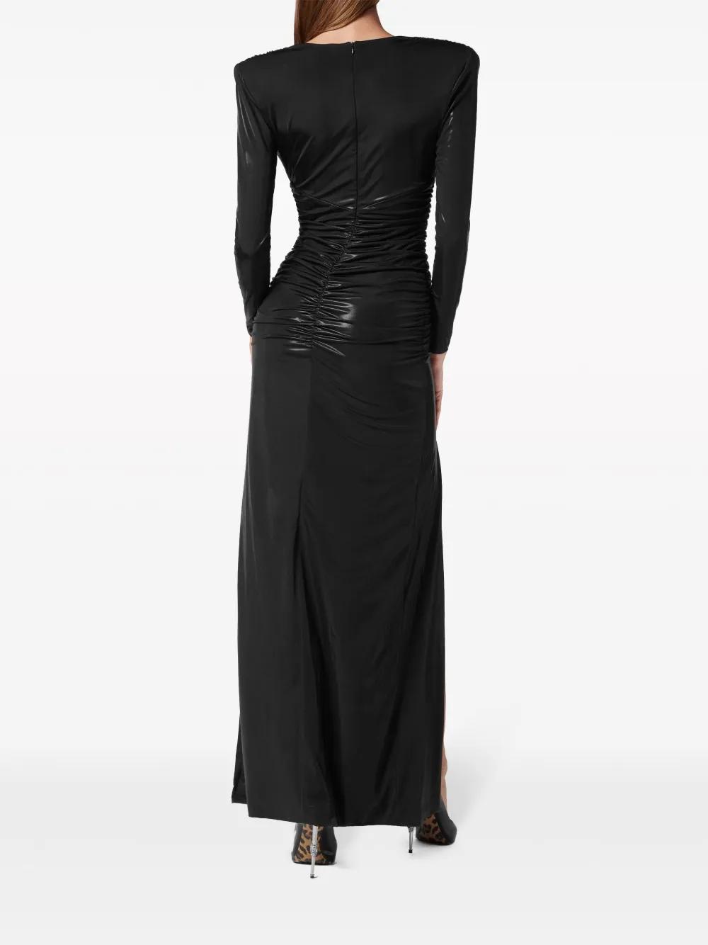 ruched lamé-effect maxi dress Product Image
