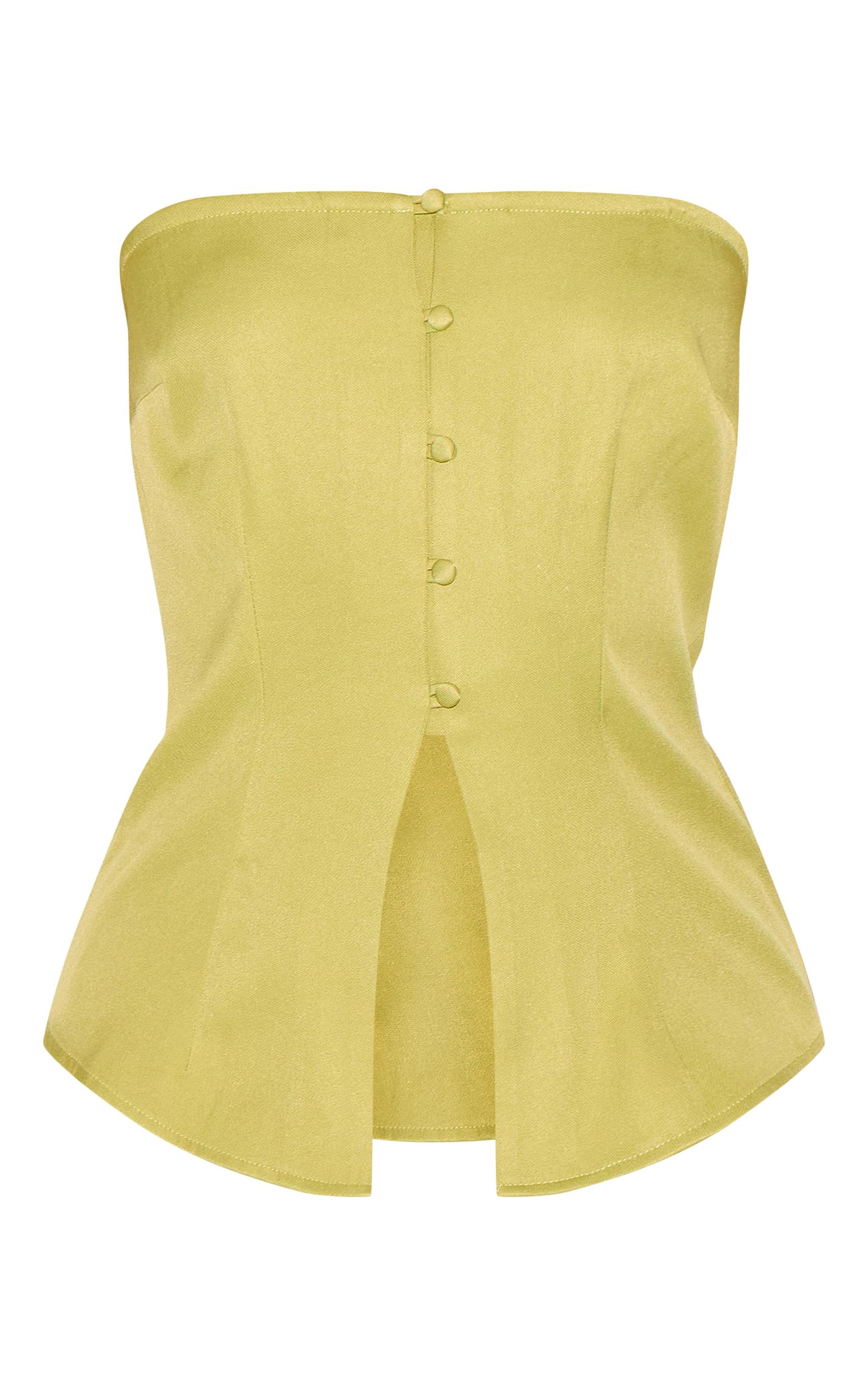 Green Fitted Bandeau Button Vest Product Image
