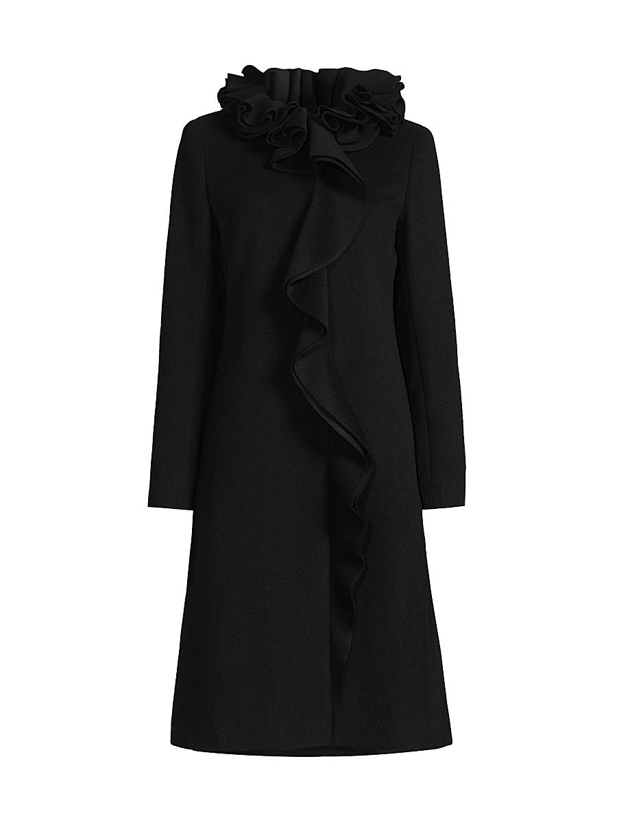 Womens Sheila Ruffle-Collar Wool-Blend Coat Product Image