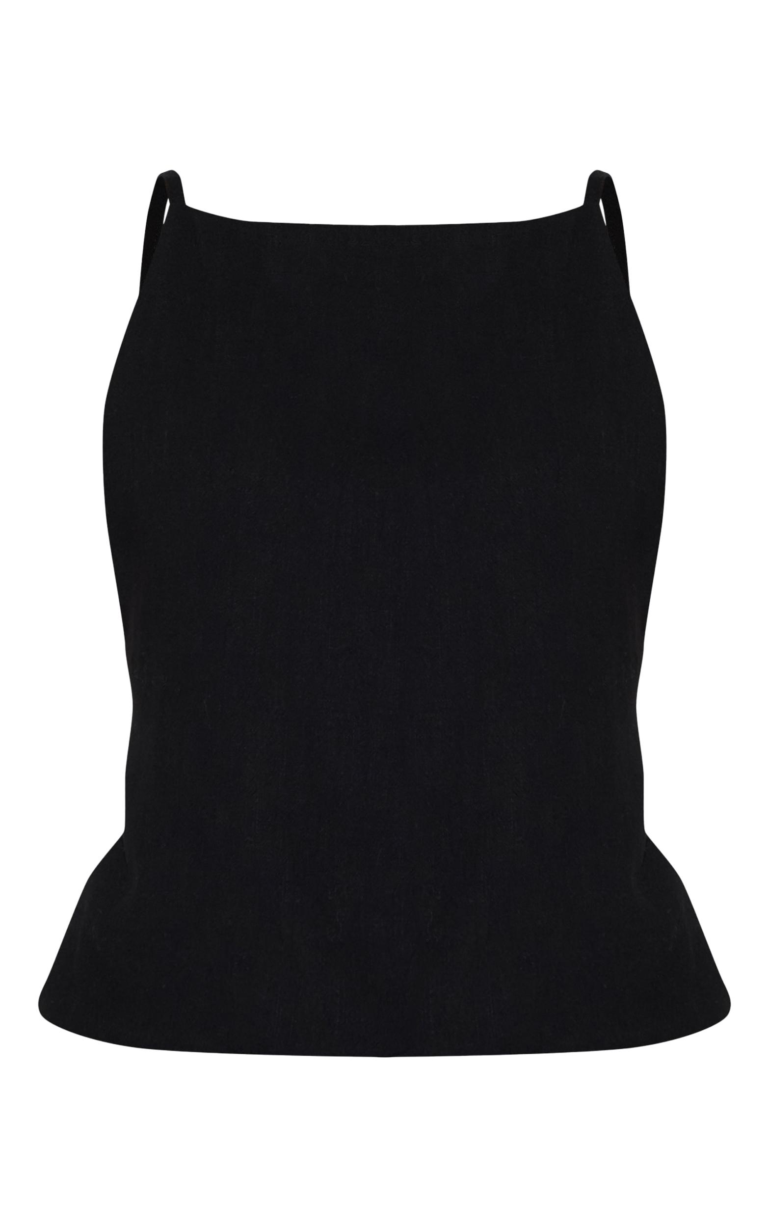 Black Linen Look Open Back Cami Top Product Image