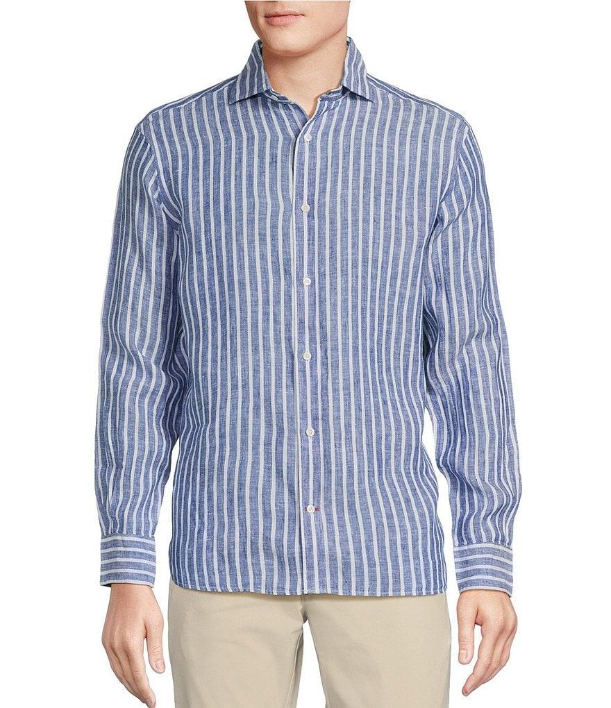 Cremieux Blue Label French Linen Stripe Long Sleeve Woven Shirt Product Image