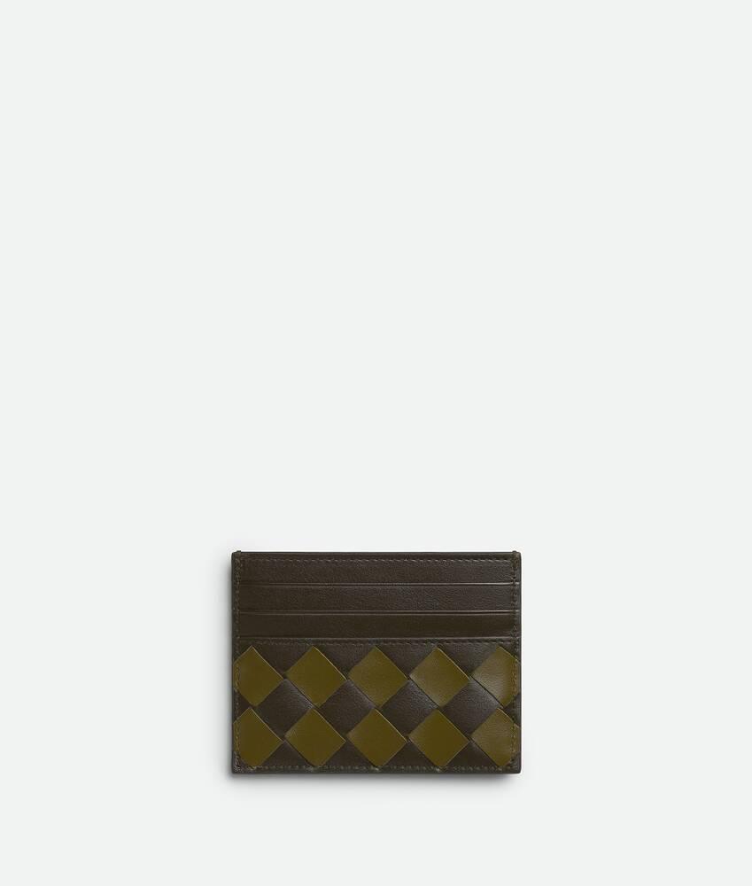 Men's Intrecciato Credit Card Case in Kaki/olive oil Product Image