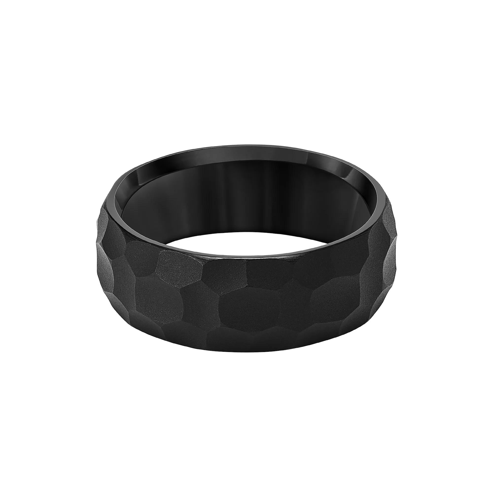 AXL Black Tungsten Carbide 8 mm Hammered Comfort Fit Men's Band, Size: 13 Product Image