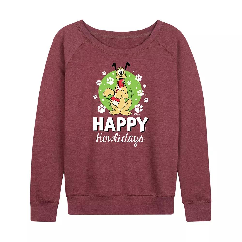 Disney's Pluto Women's Happy Howlidays French Terry Long Sleeve Tee,  Product Image
