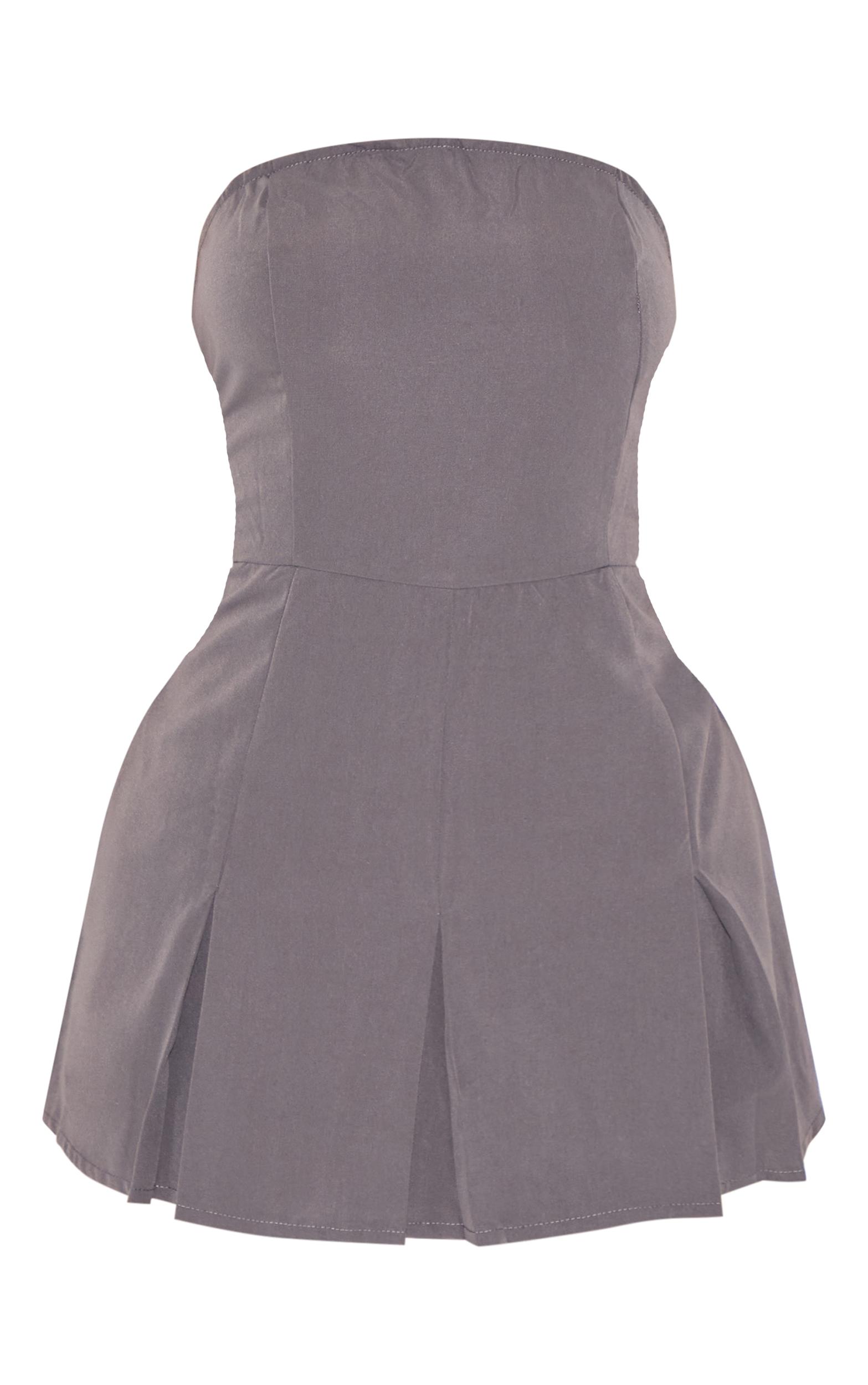 Petite Charcoal Woven Bandeau Fitted Romper Product Image