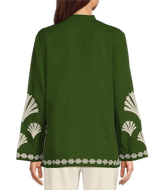 Jude Connally Elyce Embroidered Linen V-Neck Long Sleeve Tunic Product Image