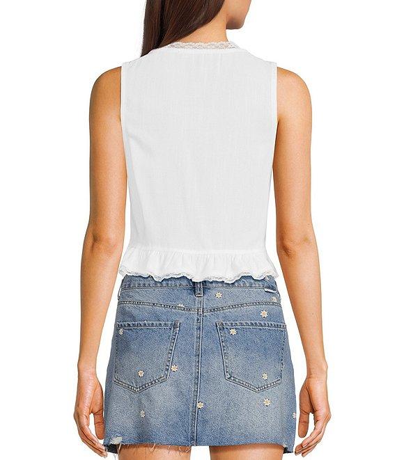 Honey & Sparkle Lace Trim Tie Front Vest Product Image
