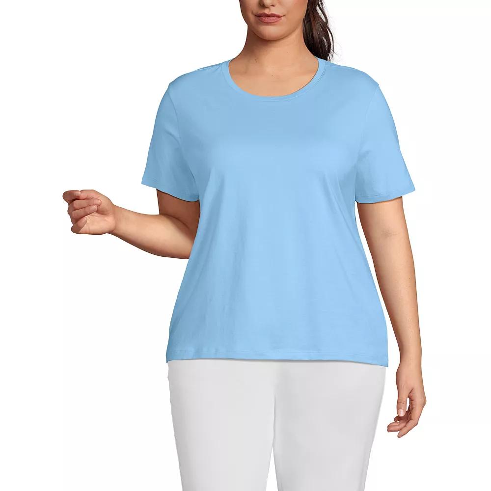 Plus Size Lands' End Relaxed Supima Cotton Crewneck Tee, Women's, Size: 1XL, Pale Yellow Product Image