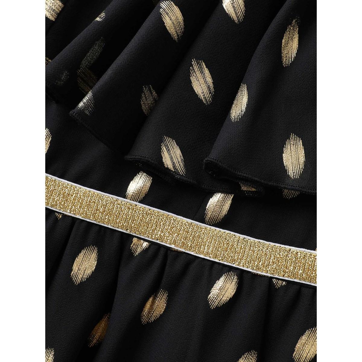 Plus Size Shimmery Polka Dot Stretchy Waist Midi Dress BlackFlower Women Party Curvy Bloomchic 14-16/1X Product Image