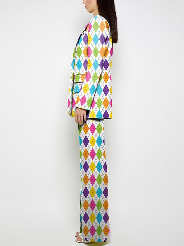 Long Sleeves Loose Buttoned Pockets Printed Shoulder Pad Notched Collar Blazer Jackets&Coats Outerwear Product Image