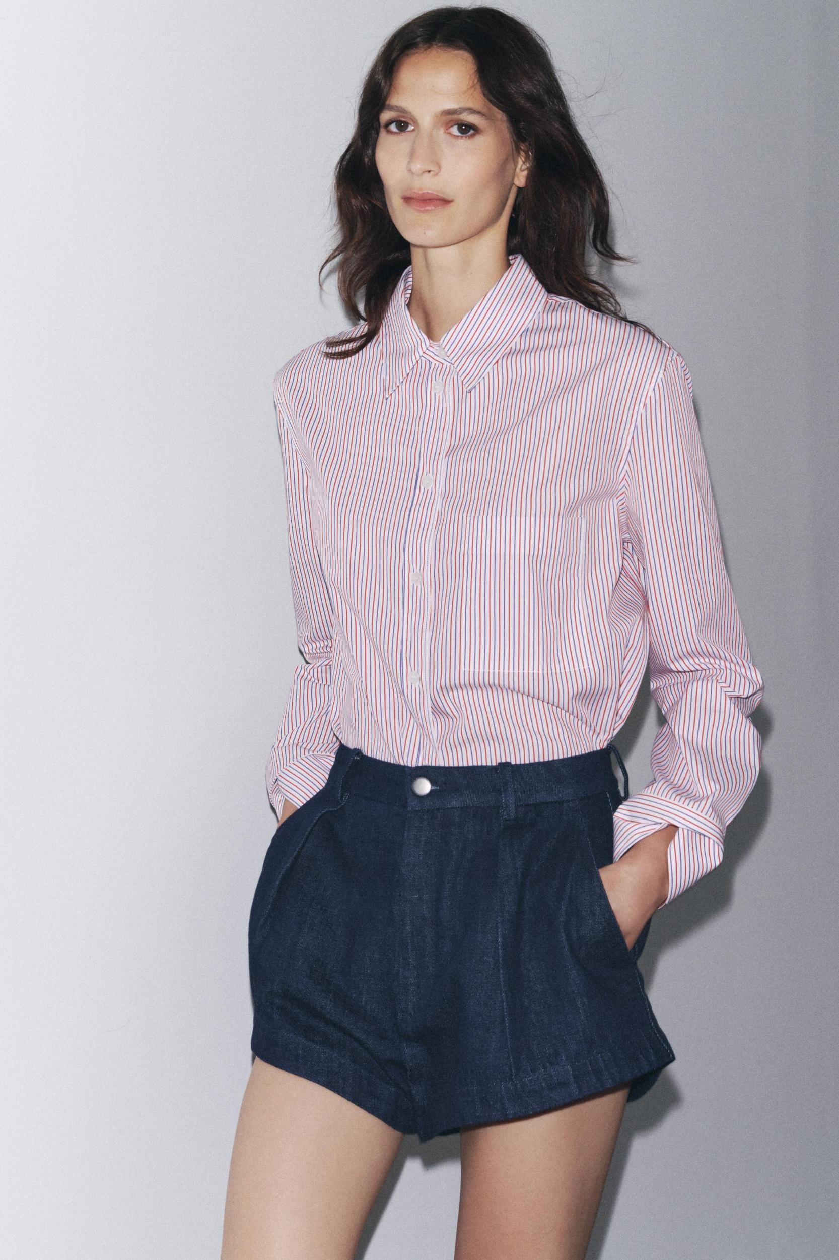 STRIPED POPLIN SHIRT ZW COLLECTION Product Image