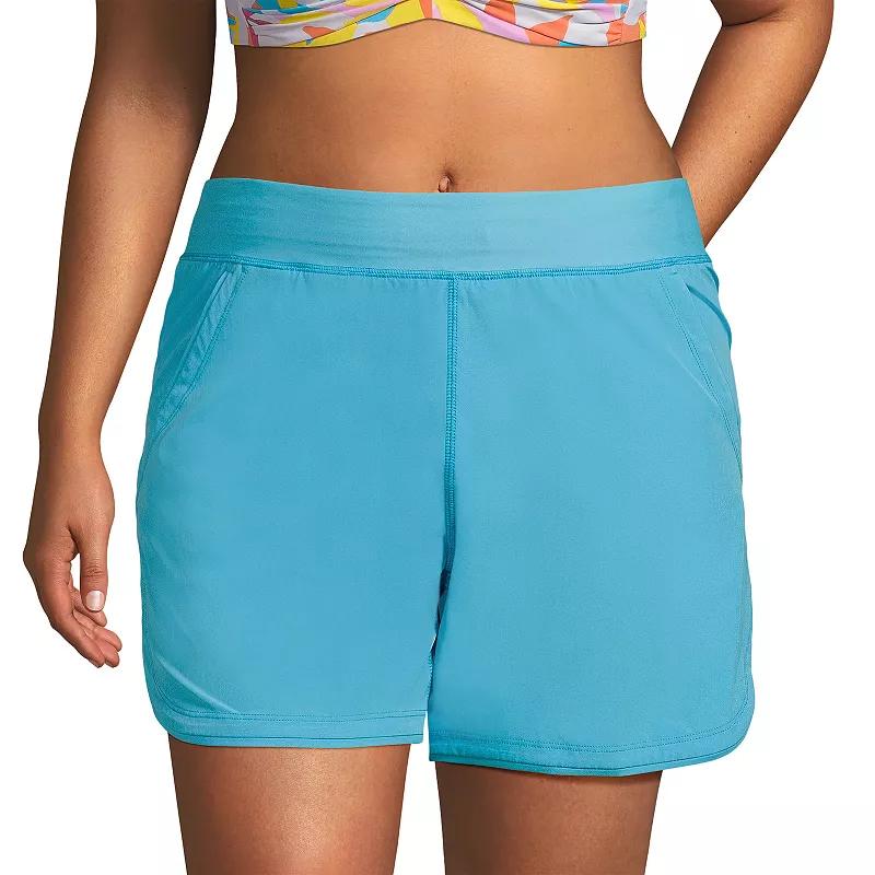 Plus Size Lands' End 5" Quick Dry Swim Shorts With Panty, Women's, Size: 22 W, Deep  Blue Product Image