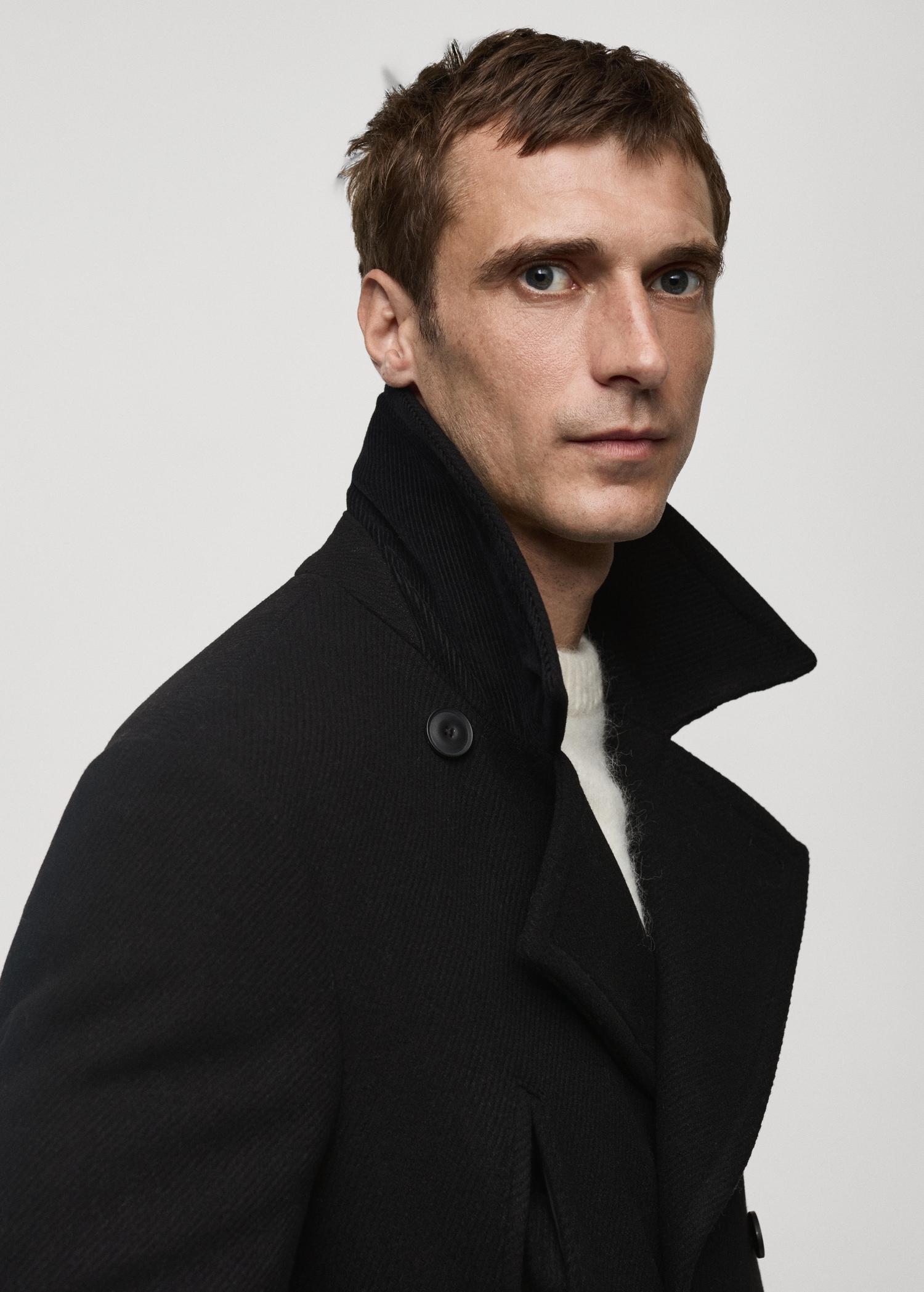 Recycled wool double-breasted coat - Men | MANGO USA Product Image