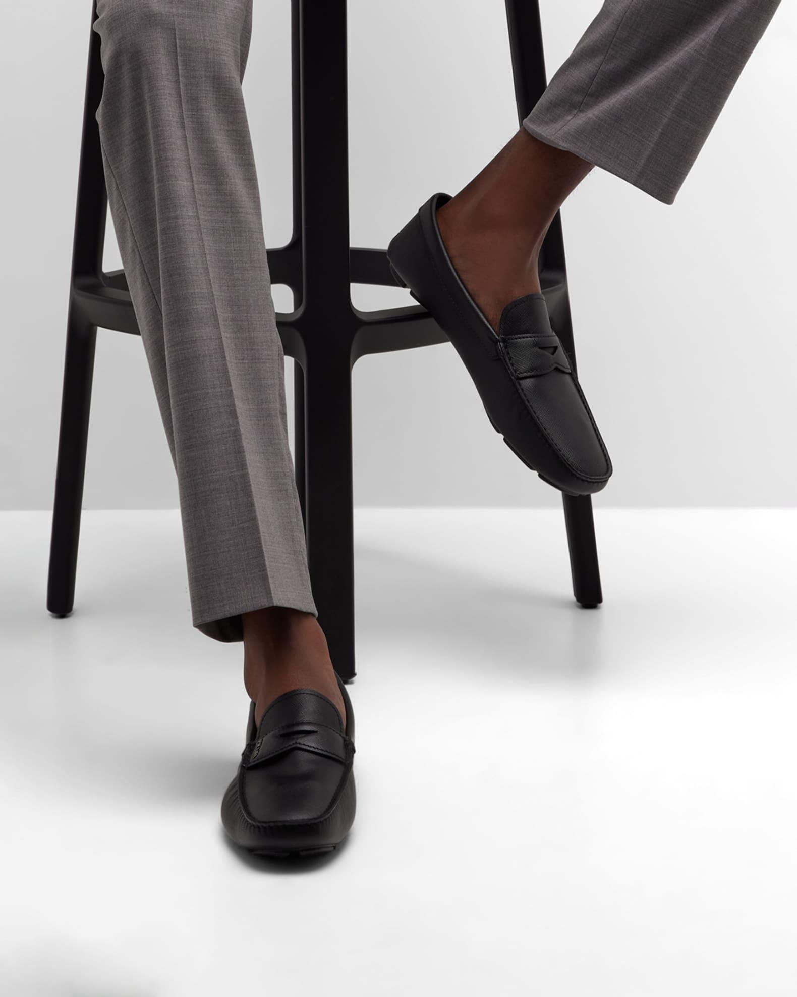 Men's Saffiano Leather Penny Drivers Product Image