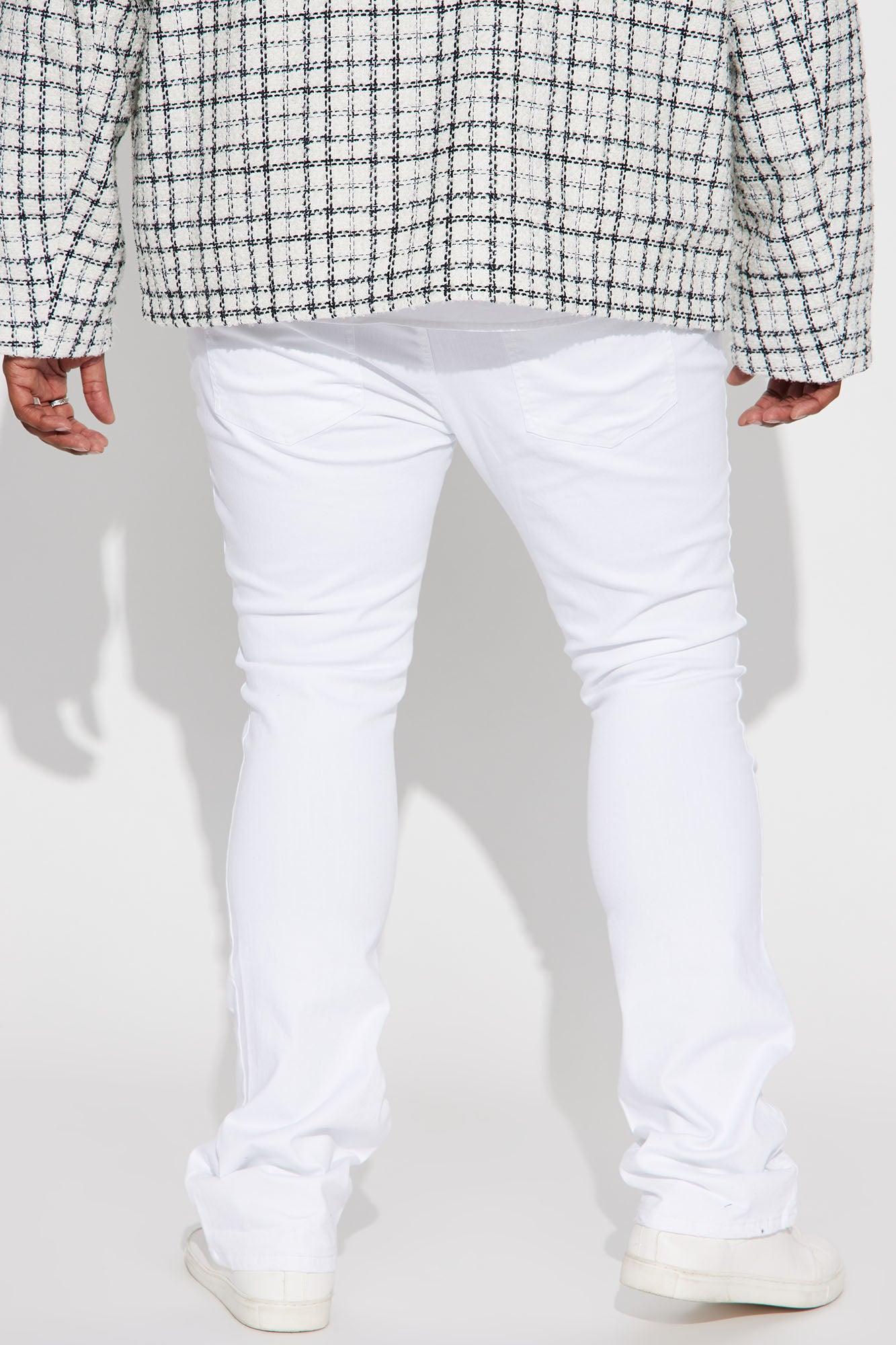 For Likes Stacked Skinny Flare Jeans - White Product Image