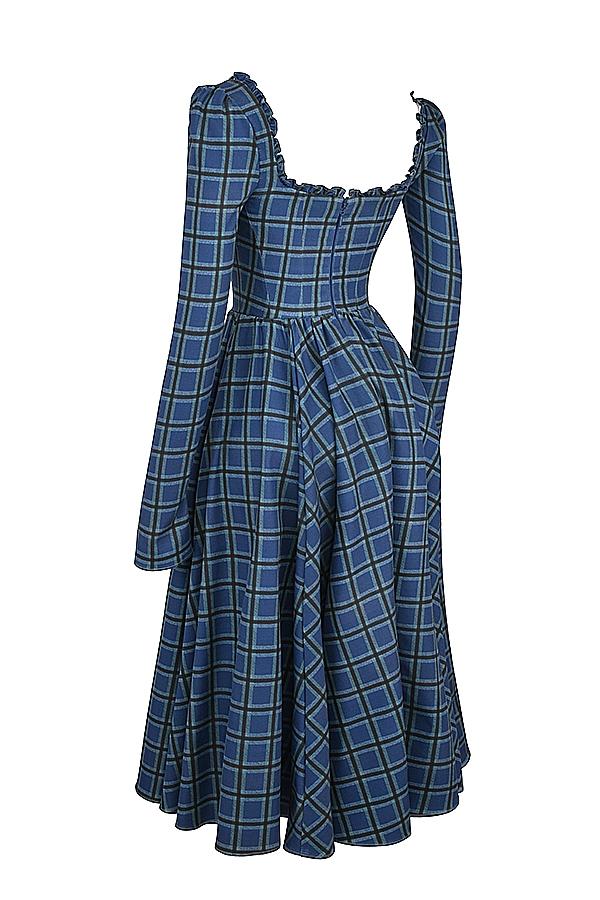 Delia  blue tartan midi dress Product Image