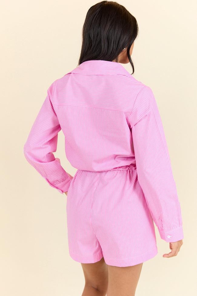 Days Off Pink Stripe Collared Romper FINAL SALE Product Image