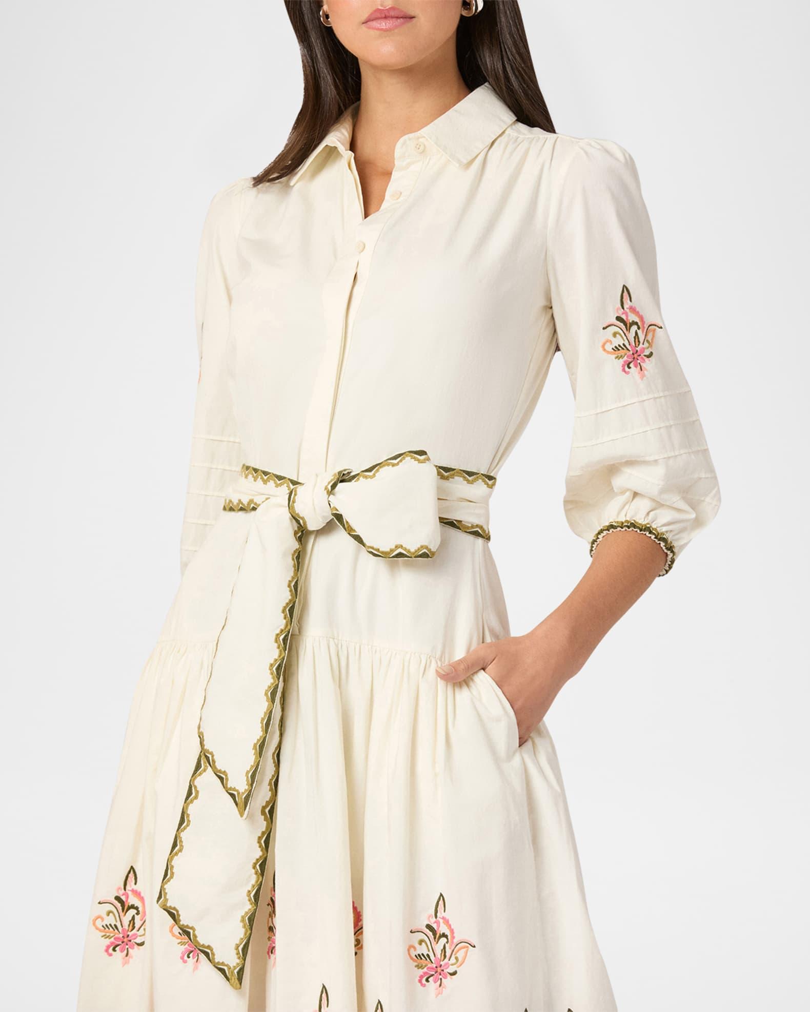 Paisley Embroidered Cotton Midi Shirtdress Product Image