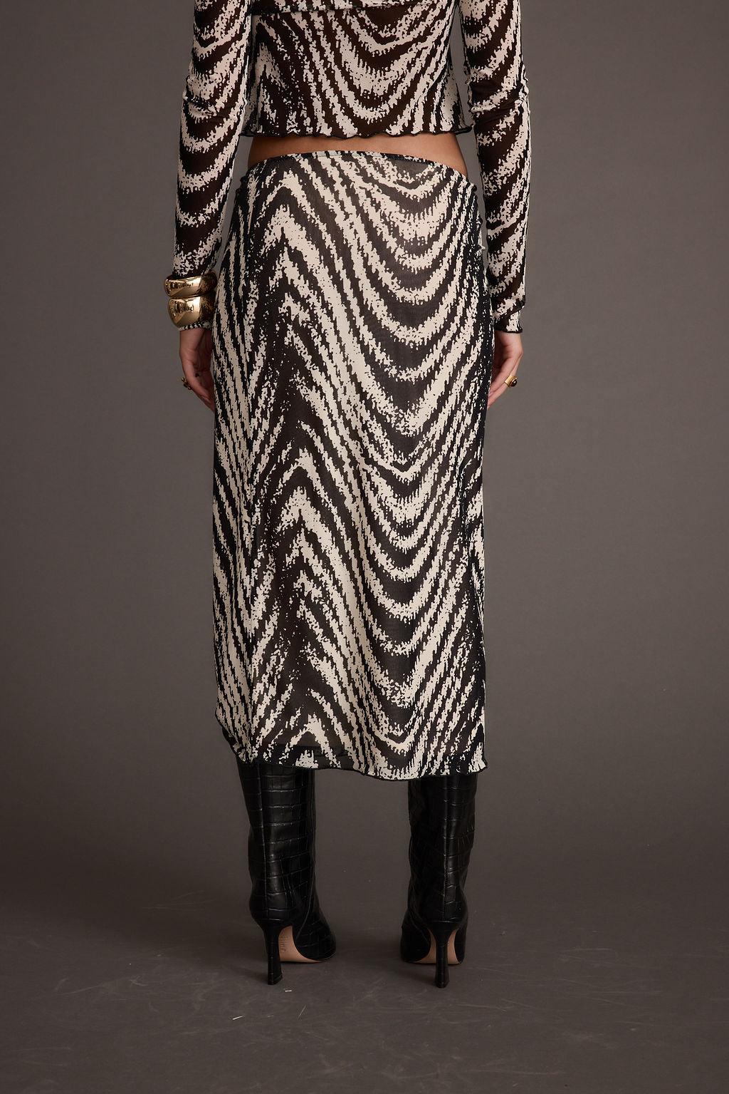 Taryn Zebra Mesh Midi Skirt Product Image