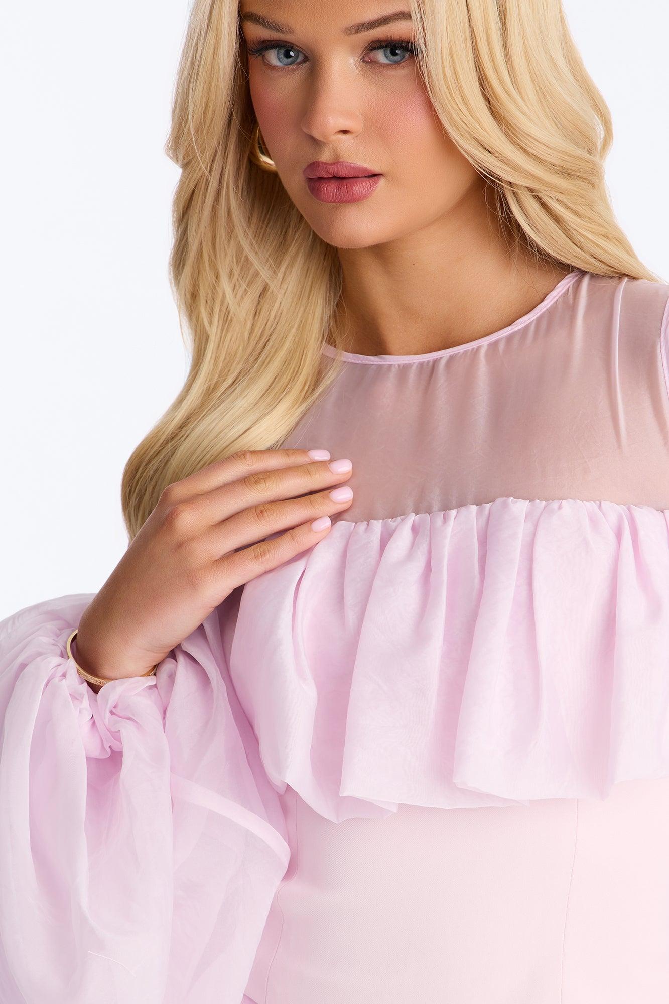 Blossom Organza Long Sleeve Top - Light Pink Female Product Image