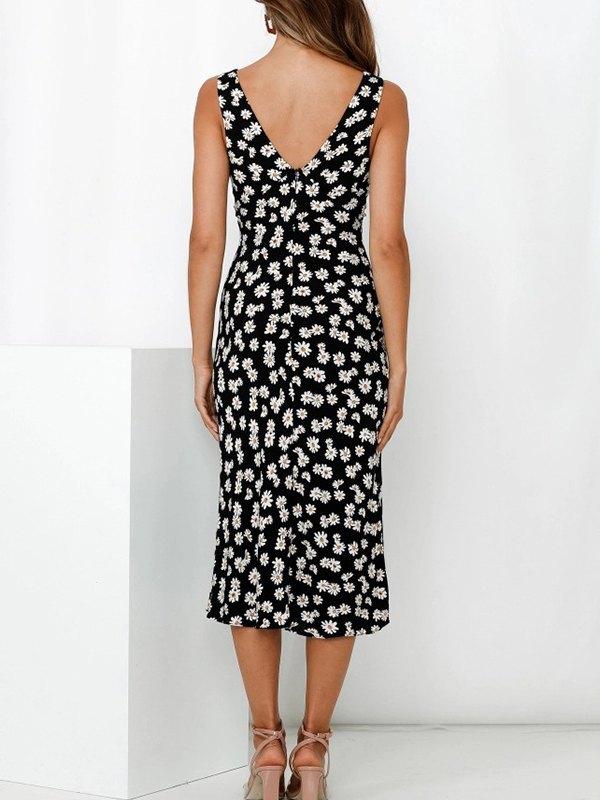 V Neck Daisy Print Tank Dress Product Image