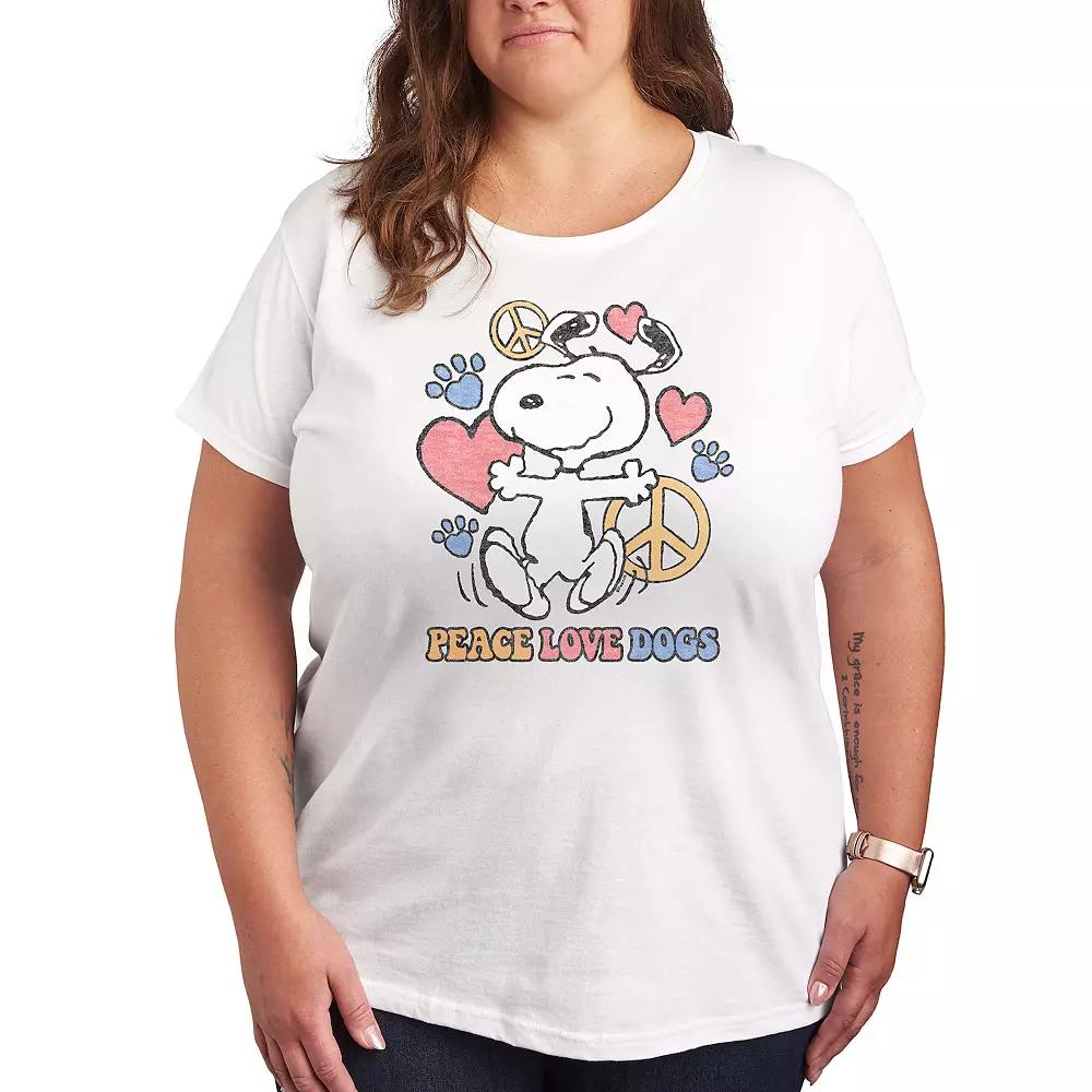 Plus Peanuts Snoopy Peace Love Dogs Graphic Tee, Women's,  Product Image