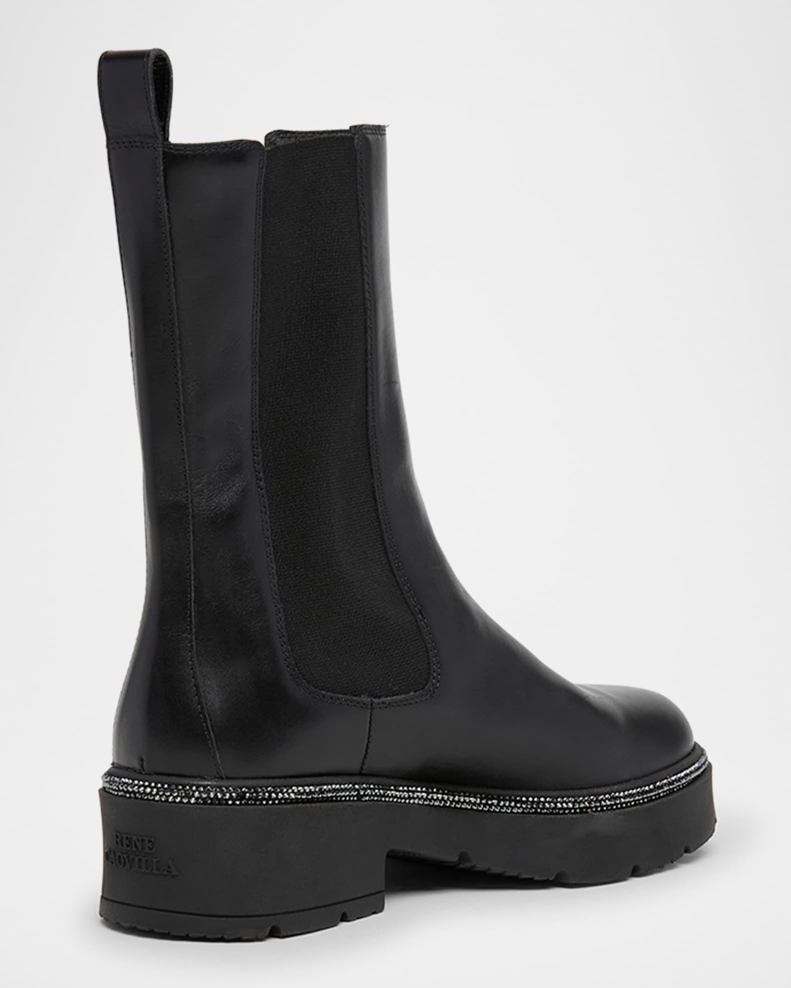 Leather Strass Combat Booties Product Image