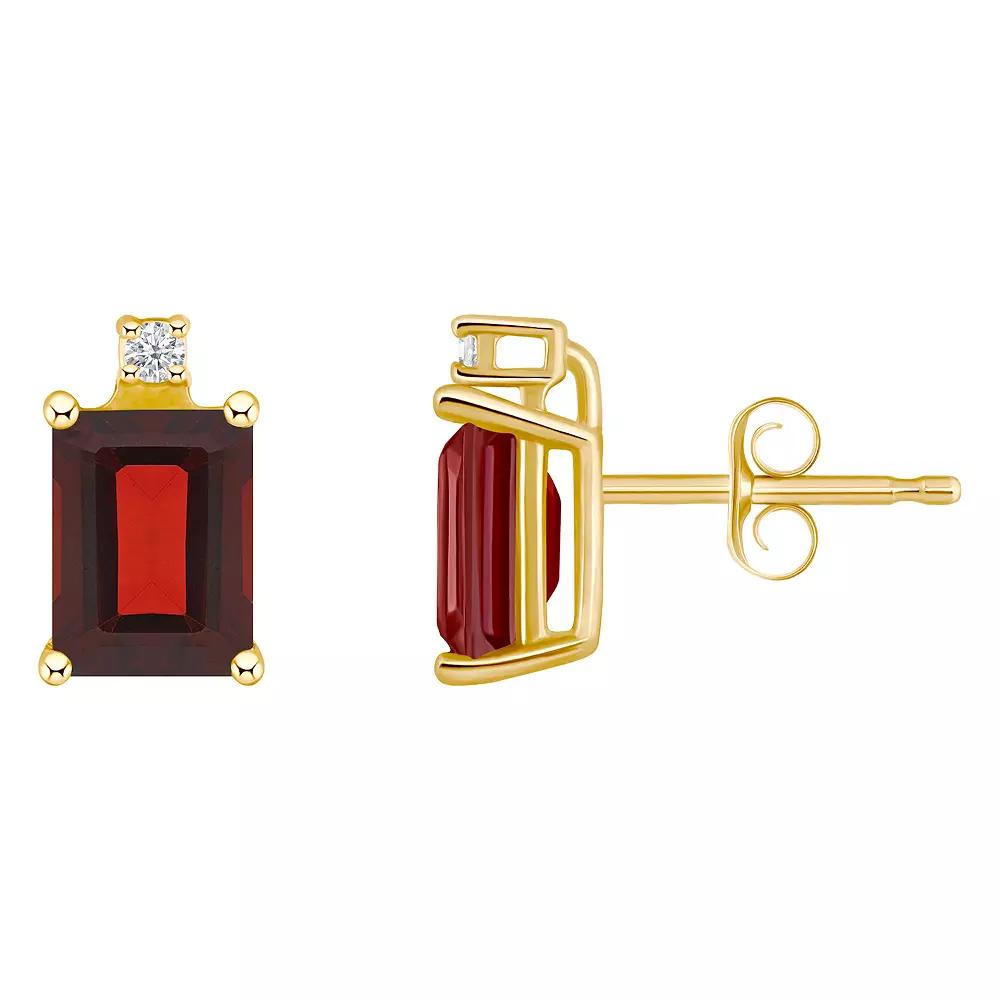 Celebration Gems 14k Gold Emerald Cut Emerald & Diamond Accent Stud Earrings, Women's Product Image