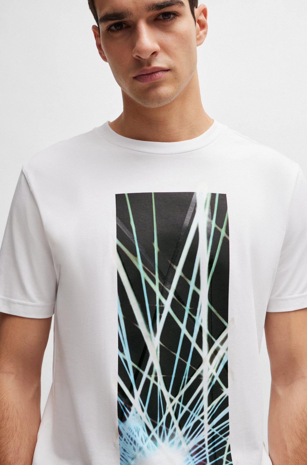 Regular-fit T-shirt in stretch cotton with seasonal artwork Product Image