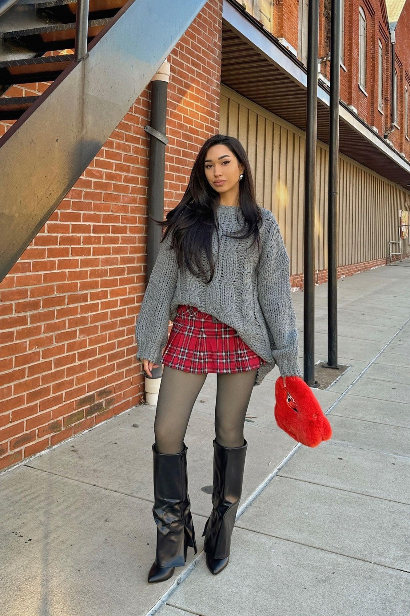 You Better Behave Plaid Micro Mini Skort - Red/combo Product Image