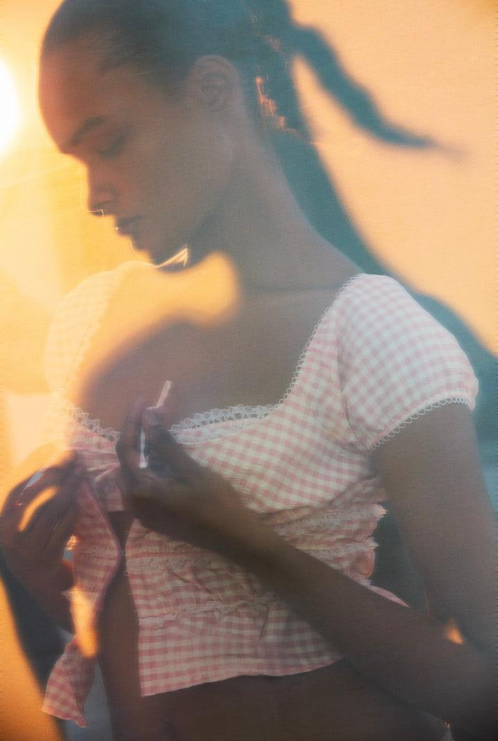Petal Gingham Top — Pink Product Image