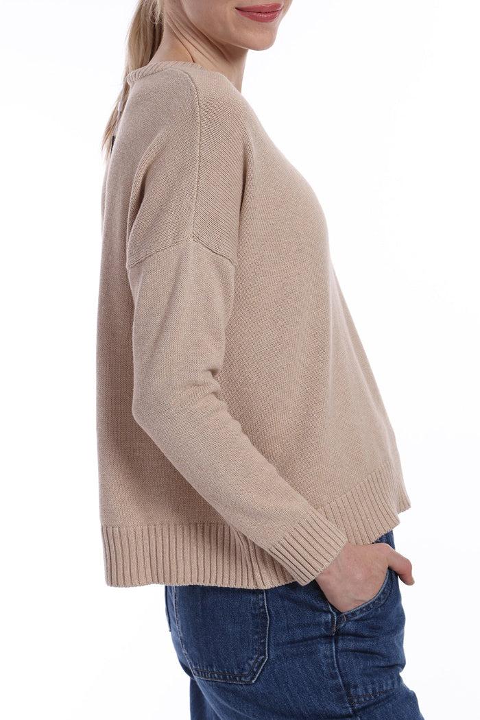 Cotton Cashmere Boxy V Neck Sweater Product Image
