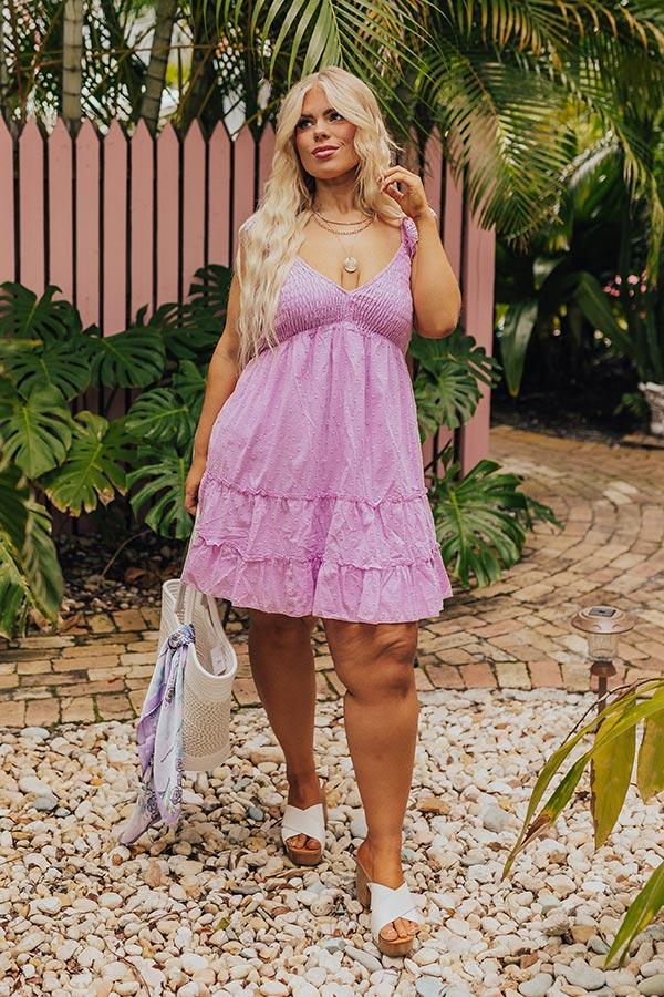 Adventure Seeker Smocked Mini Dress In Lavender Curves Product Image