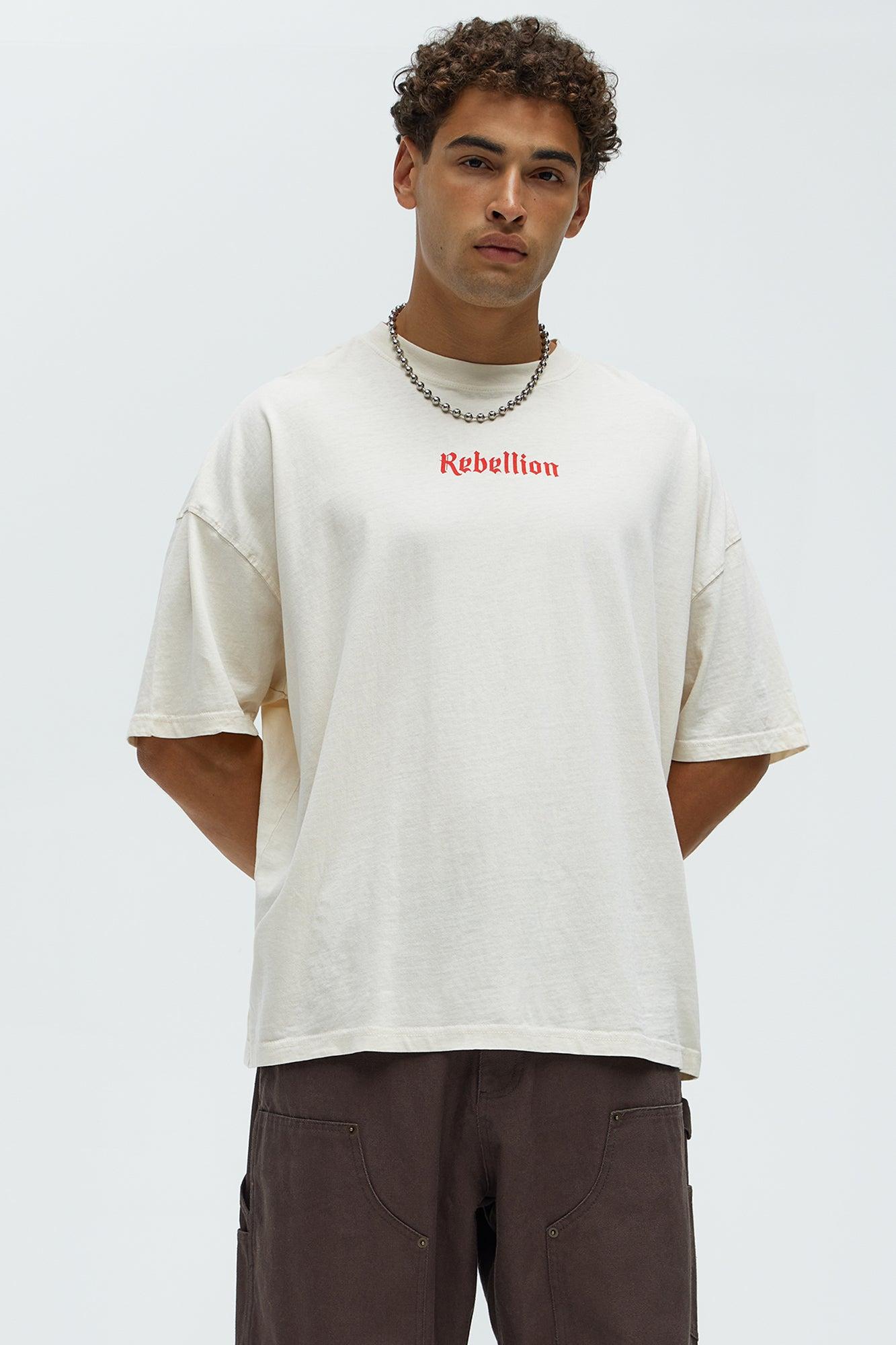 Rebellion Oversized Short Sleeve Tee - Cream Product Image