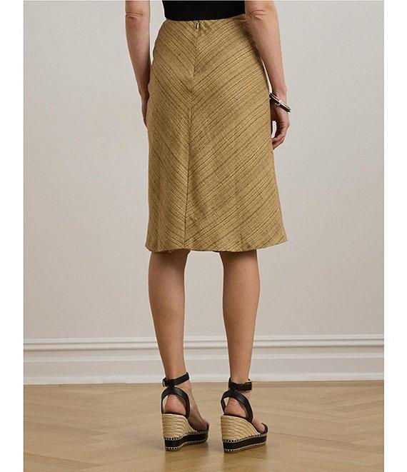 Lauren Ralph Lauren Herrington Bone A-Line Cotton Blend Tweed Midi Skirt Product Image