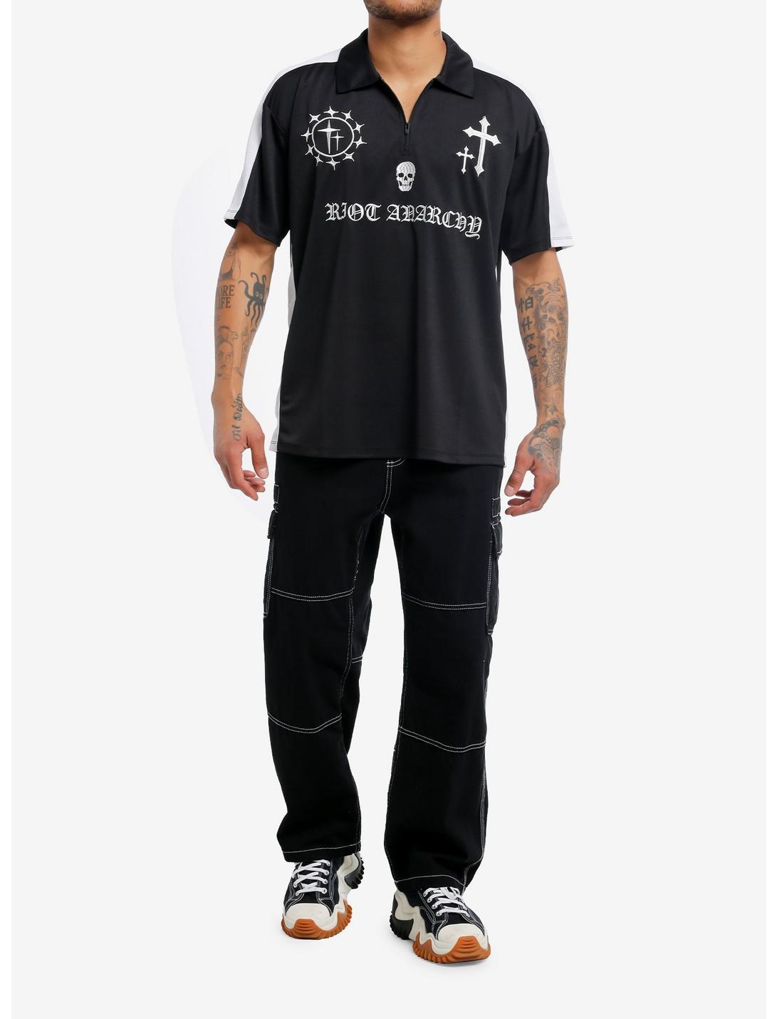 Social Collision Riot Anarchy Quarter-Zip Polo Shirt Product Image