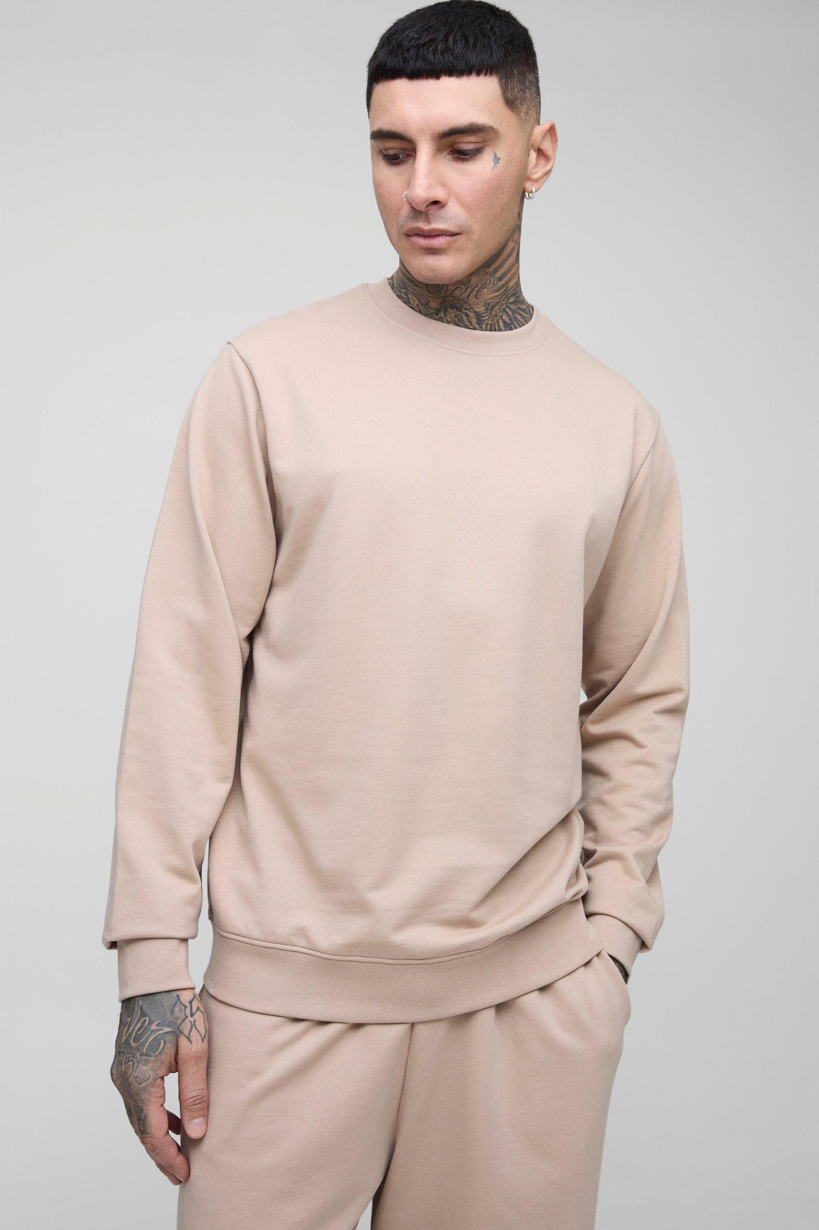Tall 260GSM Loopback Regular Fit Basic Sweat | boohooMAN USA Product Image