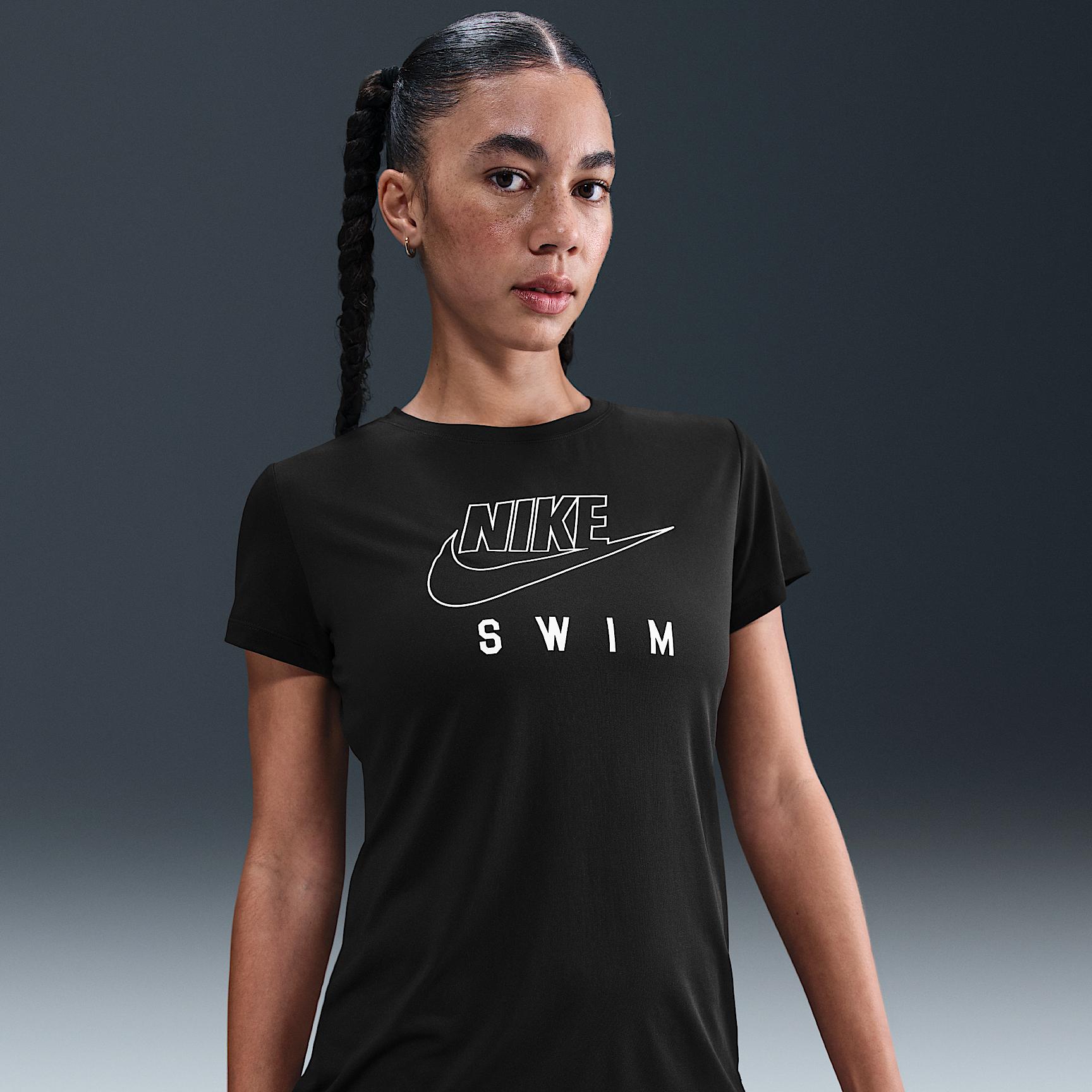 Nike Womens Swim Swoosh Hydroguard Short-Sleeve Top | NESSF326-001 Product Image