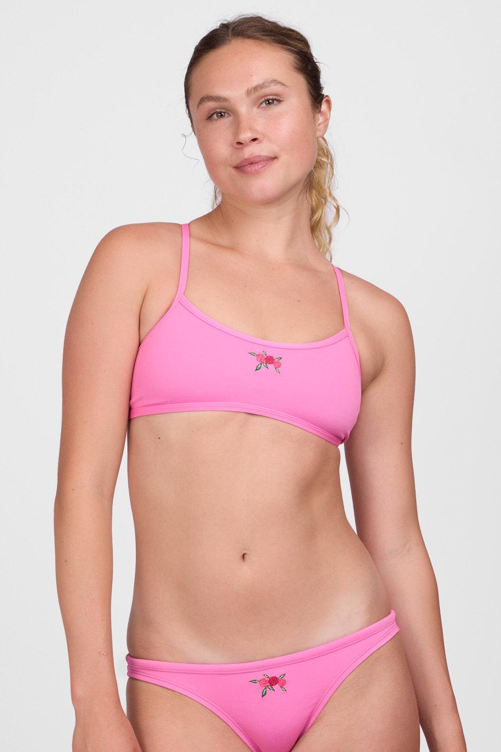 Embroidered Jocelyn Bikini Top - Azure Rose Female Product Image